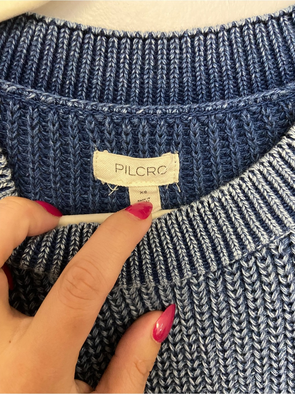 Pilcro Two-fer Crew Sweater | XS | Blue - Picture 3 of 3